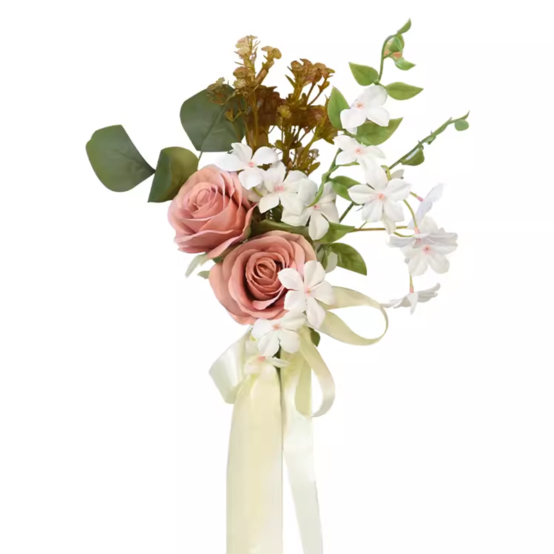 户外草坪婚礼椅背花楼梯门把手绑花教堂绢花婚车仿真花装饰品假花