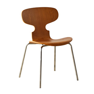 欧式实木椅子靠背椅可叠放餐椅小户型收纳餐桌椅轻奢高级感蚂蚁椅