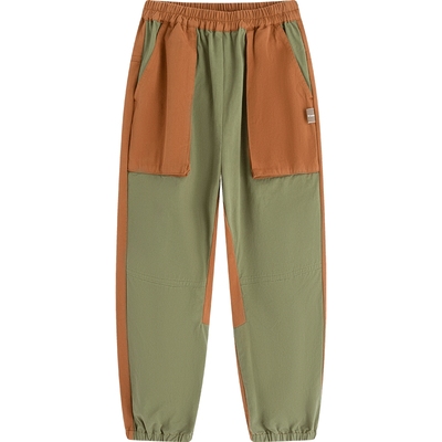 播broadcute童装裤子秋季新款男女童纯棉松紧腰口袋装饰KBQ3K402