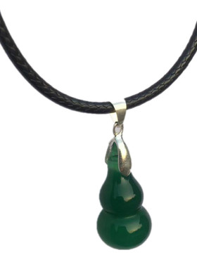 玛瑙绿玉髓葫芦小狐狸心形锁骨链