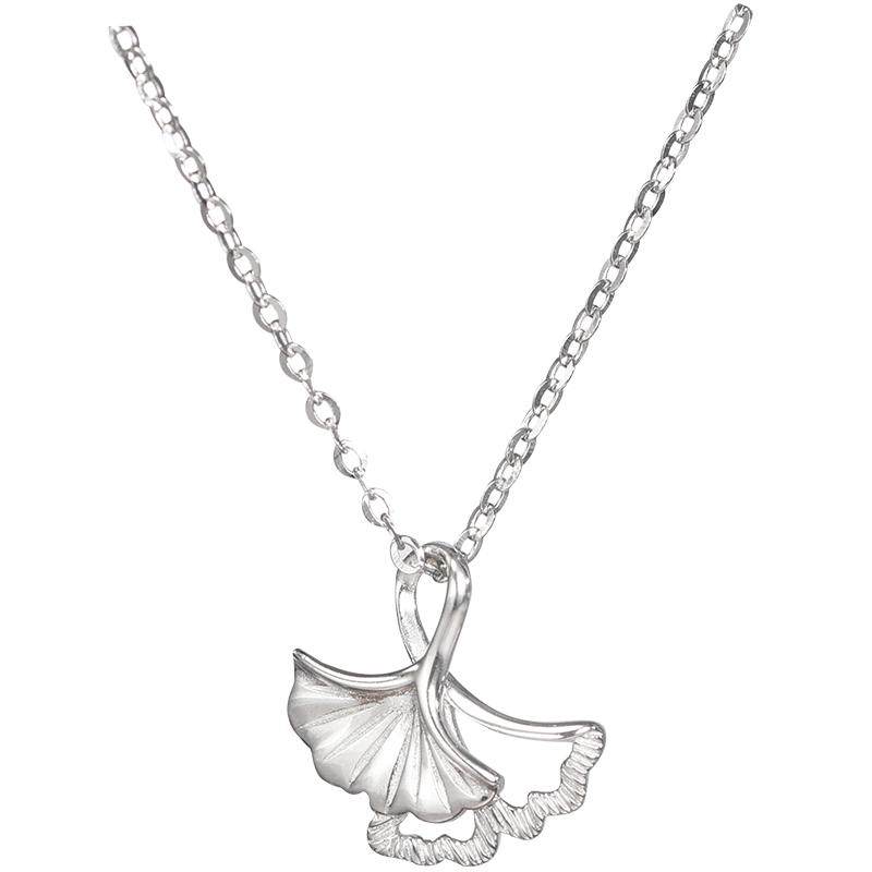 吴越老银铺S925银悠杏纯银项链轻奢女银杏叶三生有幸礼物送女友