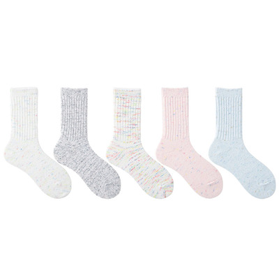 粉色袜子女秋冬保暖加厚竖纹羊毛中长筒袜学院风ins潮袜配毛毛鞋