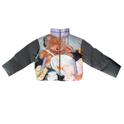 OOURS LAB 原创小熊餐厅美式印花短棉袄2025冬季新款面包服棉衣