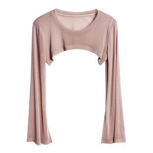 小披肩罩衫配裙子吊带网纱喇叭长袖短款坎肩上衣外搭防晒衣女夏季