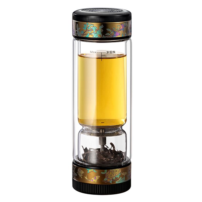 茶之恋钛杯茶水分离泡茶杯双层玻璃杯创意过滤银杯女男茶水杯礼品