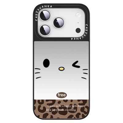 豹纹kitty磁吸手机壳轻奢镜面