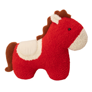 国风元宝小马玩偶抱枕马年吉祥物红色马毛绒抱枕公司活动定制礼物