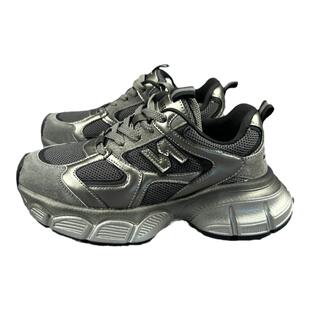 MEMA新款单里爆款时尚秀气黑色鞋子重工老爹鞋女百搭小众松糕鞋潮