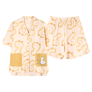 芬腾可安睡衣女款2026新款高级感夏季纯棉女士短袖开朗家居服夏天