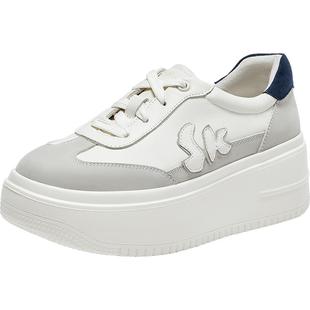 SKAP圣伽步2025秋冬季新款厚底增高德训小白鞋女士款休闲鞋板鞋子