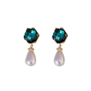 Moment 绿野仙踪 绿松石大珍珠耳环耳饰耳坠法式复古独特高级感女