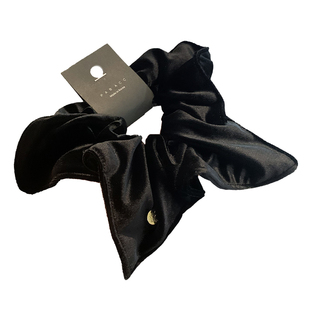 韩国简约时尚纯色丝绒方巾小金标发绳宽边显发量多绑发圈弹力皮筋