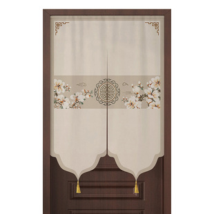 中式门帘中国风布艺隔断挂帘子用卧室玄关遮挡挂帘客厅卫生间半帘