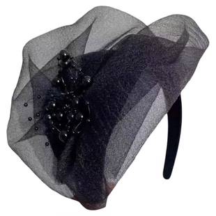 遮白发女士半帽发箍女2025新款欧根纱百搭气质礼帽遮额头碎发头饰