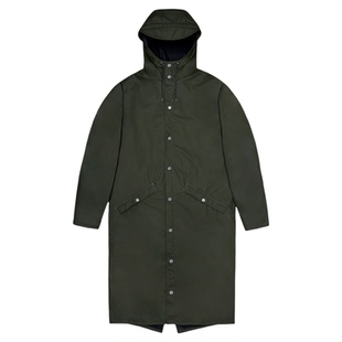Rains 超长夹克防水面料连帽外套风衣男女Longer Jacket/18360