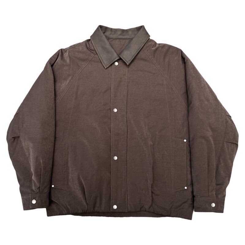 Pu皮领拼接翻领短款羽绒服男