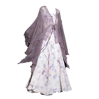 新中式天丝收腰大摆吊带裙+外披