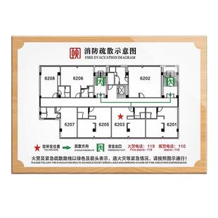 疏散通道指示牌消防疏散示意图定制民宿酒店宾馆应急逃生平面图设计标识牌学校医院消防应急安全疏散指示标志