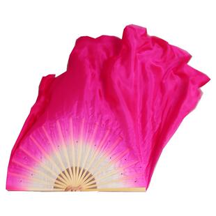 茉莉花真丝舞蹈扇淮水情舞蹈玫红渐变双面古典舞胶州秧歌扇子