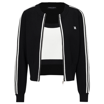 仿佛撞色蛋白纱针织衫外套