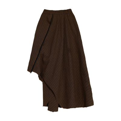 一片式不规则飞边亚麻半裙