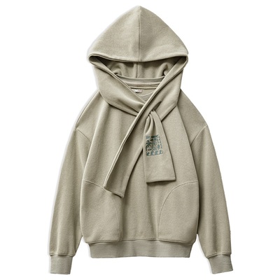 披肩连帽卫衣慵懒风叠穿上衣