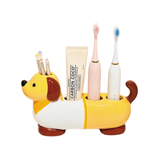 腊肠犬陶瓷牙刷架子置物架情侣电动牙刷底座卫生间洗漱台创意支架