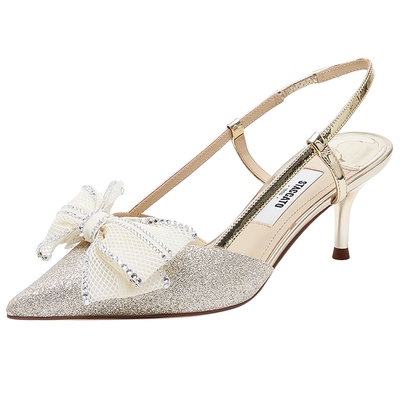 思加图霞光蝴蝶仙女鞋细高跟鞋女