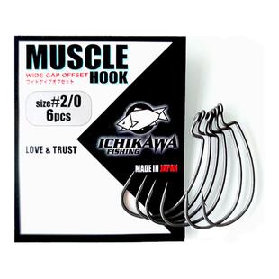 ICHIKAWA市川加强宽腹曲柄钩MUSCLE HOOK长柄加强顺滑涂层路亚钩