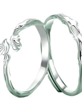 桉树与鸟情侣戒指情人节礼物