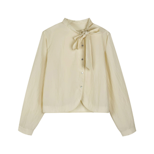 MOXI春季2026新款韩版气质领绑绳系带飘带设计感简约气质衬衫上衣