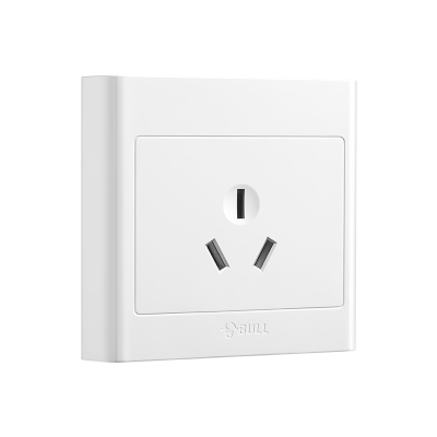 公牛16A白色金色三孔插座带开关