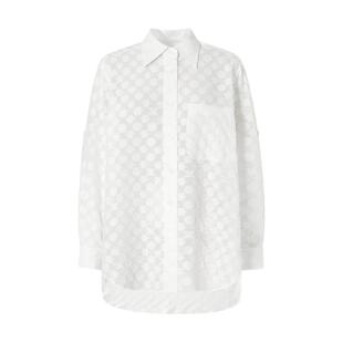 IMM尹默夏独家真丝棉提花剪花面料宽松OVERSIZE衬衫上衣女