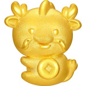 潮宏基抱福生肖黄金串珠足金挂坠转运3D硬金空心三合六合B