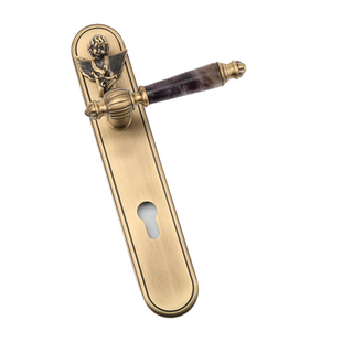 olrvli古铜色天使门锁法式紫色粉色黑色白色复古水晶静音双开门锁