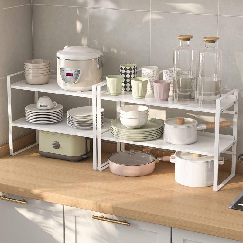 置物架厨房用品放锅具收纳储多功能架子双层台面物分层调味料架架