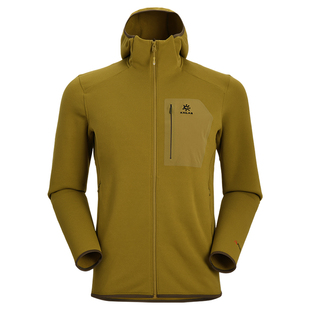 凯乐石连帽抓绒外套防风保暖弹力户外徒步抓绒衣男 冷杉KG2442106