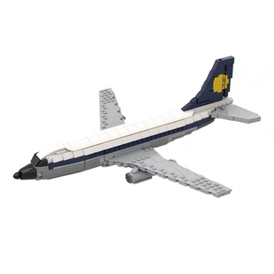 波音737汉莎航空客机积木MOC-129205创意飞机1:80比例小颗粒玩具