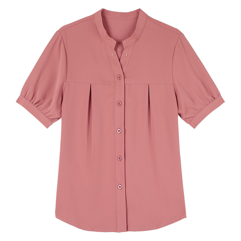 中年女士夏装衬衫短袖新款大码显瘦雪纺上衣妈妈半袖宽松洋气衬衣