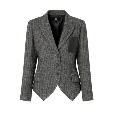 IDPAN不对称下摆通勤羊毛短外套