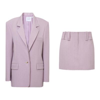 阔版chic高及TR西装+低腰半裙