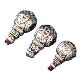 藏银六字真言佛头三通藏饰合金手串佛珠配件文玩星月金刚菩提配饰