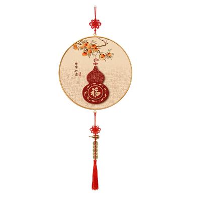 葫芦福字新年挂画新中式入户门玄关装饰画柿柿如意乔迁中国结挂件