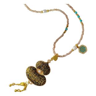 非遗宋锦项链原创宋锦葫芦diy项链晓艾手作马上有钱花双面包挂