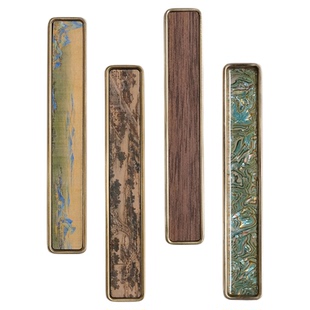 问心堂黄铜镇尺纸镇毛笔字书法宣纸压条压书神器创意毛笔架千里江山图笔搁文房四宝国画金属实心镇尺小摆件