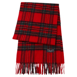 定制款~韩国新年红色格子围巾女秋冬高级感百搭纯羊毛格纹围脖ins