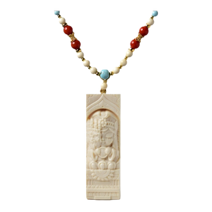 猛犸吊坠女男猛犸牙雕扎基拉姆雕刻牌项坠配饰秋冬编织项链毛衣链