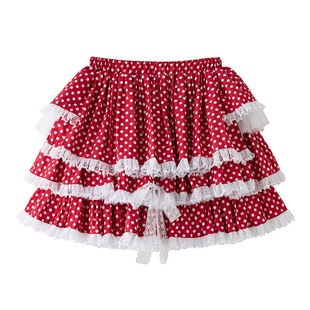 MEME原创昭和复古可爱红色波点蛋糕裙小众甜美少女Lolita裙子春夏