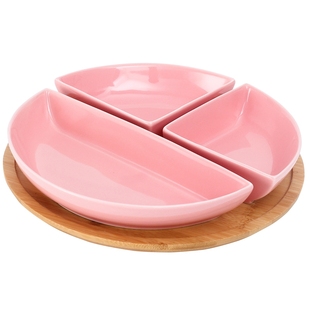 北欧创意分格盘零食盘干果盘家用陶瓷水果拼盘分餐盘分菜盘小吃盘