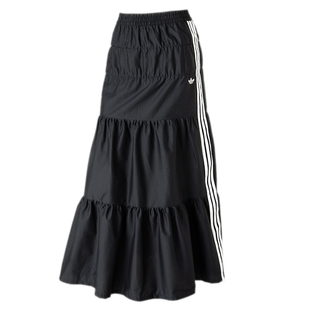 幸运叶子丨Adidas阿迪达斯三叶草女款半身裙显瘦百褶蛋糕过膝长裙